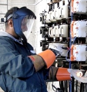 engineer working on electricity equipment