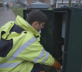 engineer working on electricity equipment