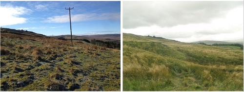 View of the North Pennines with and without overhead power lines