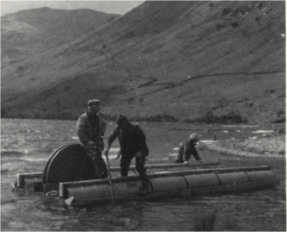 Cable being laid under Wastwater in 1977