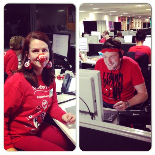 Two ENW employees taking calls for Sport Relief