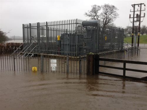 Flooded substation in Cumbria