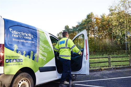 Engineer getting into an ENW van