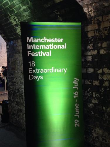 Manchester International Festival banner stand