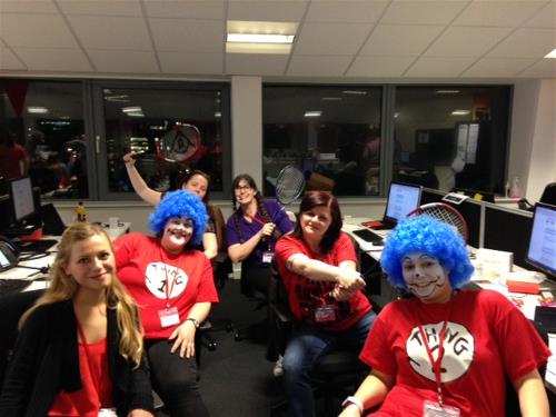 ENW employees volunteering as a call centre for Comic Relief in their offices