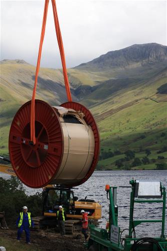 Cable being replaced at Wasdale Head